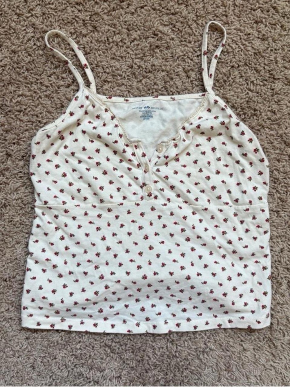 Brandy Melville Lorene Floral Tank Top in White & Red